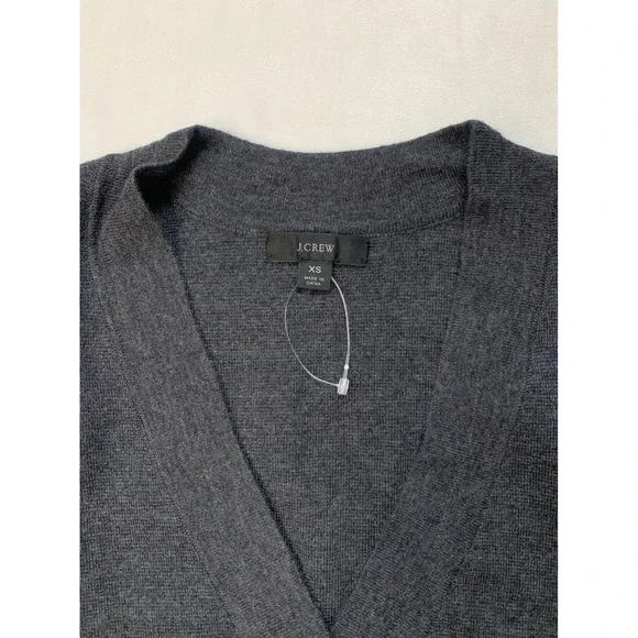 J.‎ Crew Jumpsuit Sweater Charcoal Gray Wrap Knit Merino Wool Cozy Lounge XS - Picture 4 of 9